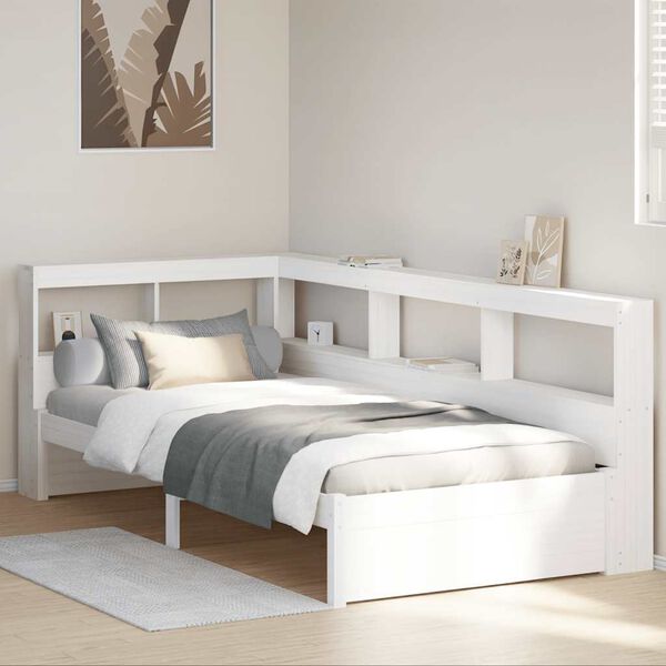 vidaXL Bookcase Bed without Mattress White 90x200 cm Solid Wood Pine