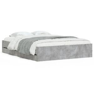 vidaXL Bed Frame with Drawers without Mattress Concrete Grey 140x190 cm