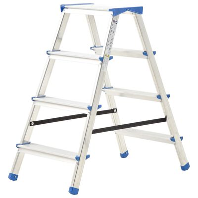 vidaXL Aluminium Double-Sided Step Ladder 4 Steps 90 cm