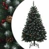 vidaXL Artificial Hinged Christmas Tree 180 cm PVC Green and White