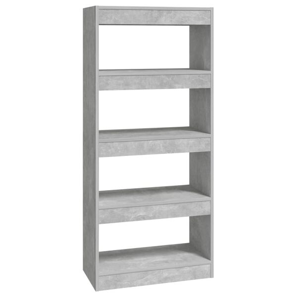 vidaXL Book Cabinet/Room Divider Concrete Grey 60x30x135 cm Engineered Wood