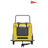vidaXL Pet Bike Trailer Yellow and Grey Oxford Fabric and Iron