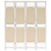 vidaXL 4-Panel Room Divider Cream 140x165 cm Fabric