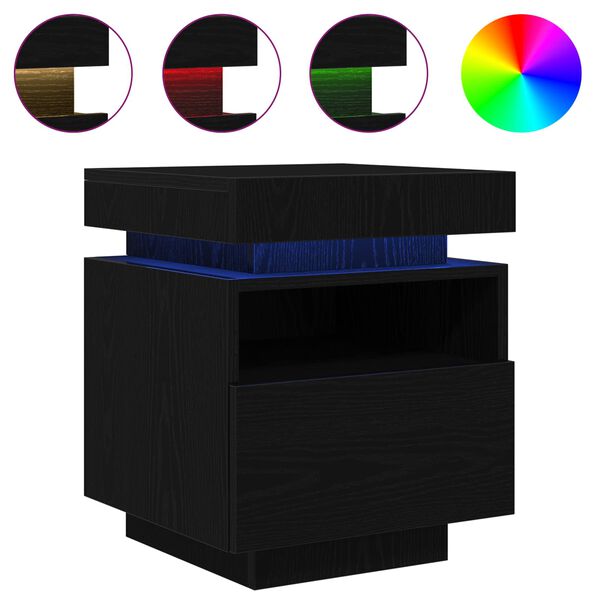 vidaXL Bedside Cabinet Black Oak 40 x 39 x 48.5 cm Engineered wood