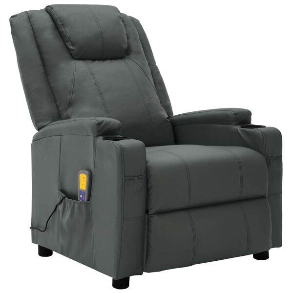 vidaXL Massage Chair Grey Faux Leather