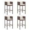 vidaXL 5 Piece Garden Bar Set with Cushions Brown Poly Rattan