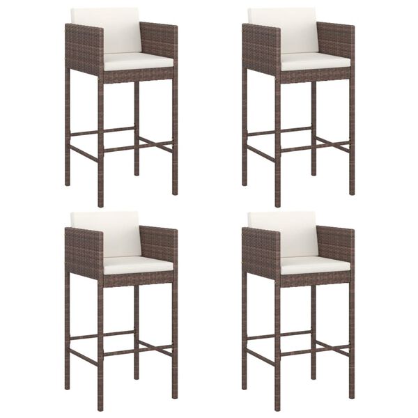 vidaXL 5 Piece Garden Bar Set with Cushions Brown Poly Rattan