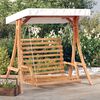 vidaXL Swing Bench with Canopy Solid Wood Spruce with Teak Finish
