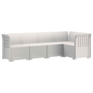 vidaXL 5-Seater Garden Sofa Rattan Look PP White