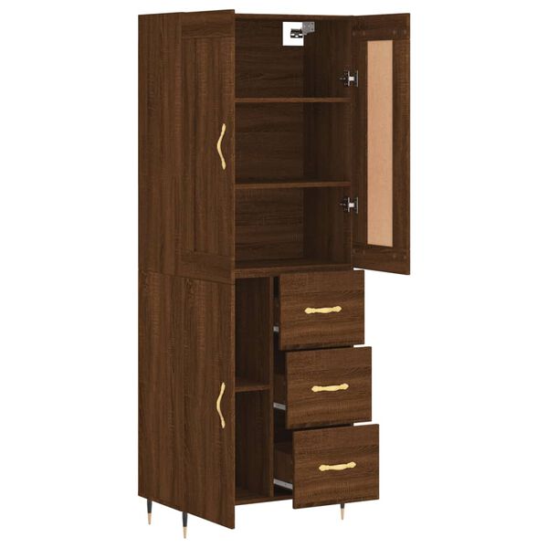 vidaXL Highboard Brown Oak 69.5x34x180 cm Engineered Wood