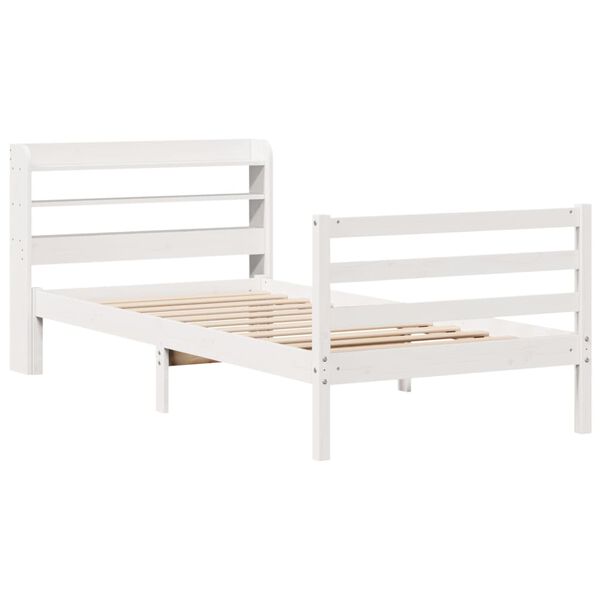 vidaXL Bed Frame with Headboard without Mattress White 90x190 cm Single