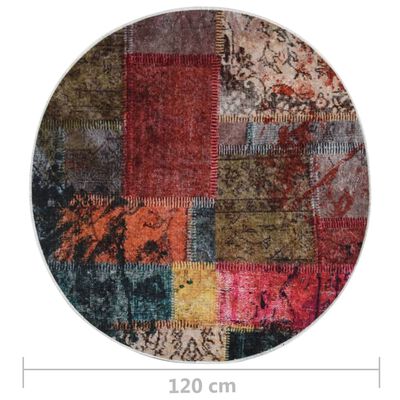 vidaXL Rug Washable Patchwork φ120 cm Multicolour Anti Slip