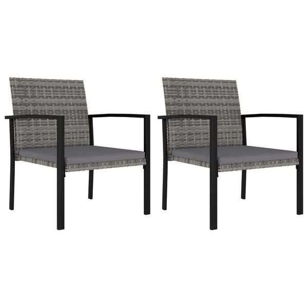 vidaXL Garden Dining Chairs 2 pcs Poly Rattan Grey