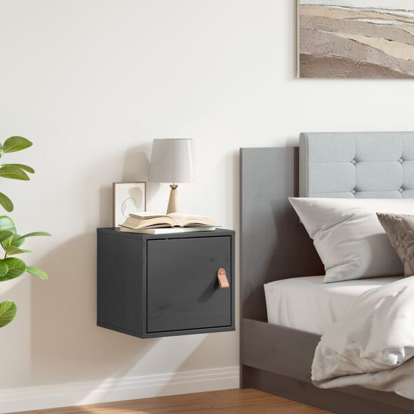 vidaXL Wall Cabinet Grey 31.5x30x30 cm Solid Wood Pine