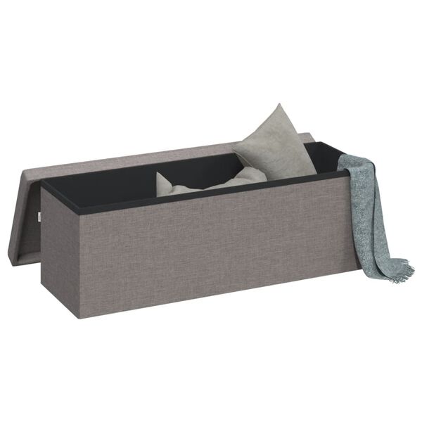 vidaXL Storage Bench Foldable Light Grey Faux Linen