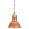 vidaXL Industrial Hanging Lamp 25 W Copper Round Mango Wood 42 cm E27