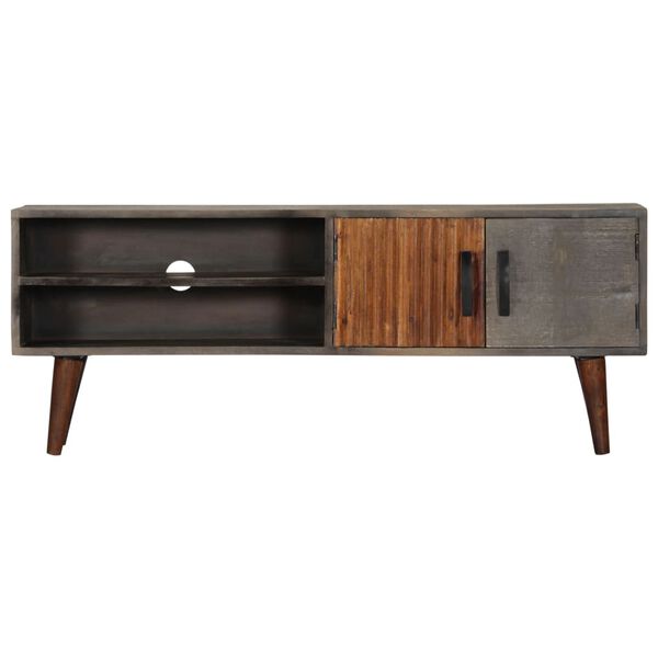 vidaXL TV Cabinet Grey 130x30x46 cm Solid Rough Mango Wood