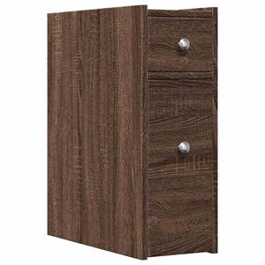 vidaXL Narrow Bathroom Cupboard with Wheels Brown Oak Engineered Wood