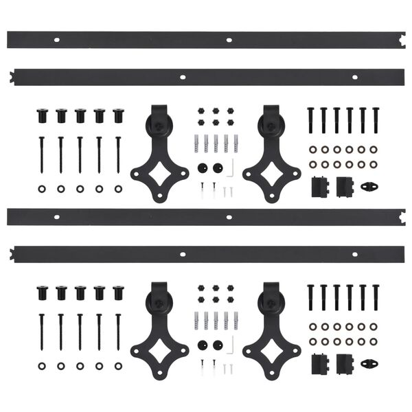 vidaXL Sliding Door Hardware Kits 2 pcs 200 cm Steel Black