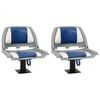 vidaXL 4 Piece Foldable Boat Seat Set Blue and White 48x51x41 cm