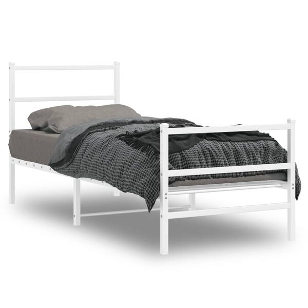 vidaXL Metal Bed Frame without Mattress with Footboard&nbsp;White 80x200cm