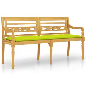 vidaXL Batavia Bench with Bright Green Cushion 150 cm Solid Wood Teak