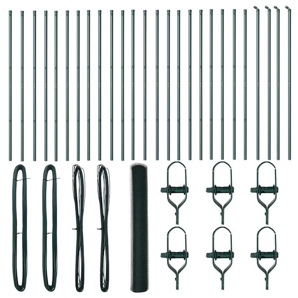 vidaXL Fence Post Green 50 x 1.2 m (13 mm mesh) Steel and PVC