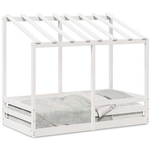vidaXL Kids' Bed with Roof White 70x140 cm Solid Wood Pine