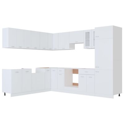 vidaXL 14 Piece Kitchen Cabinet Set White Engineered Wood