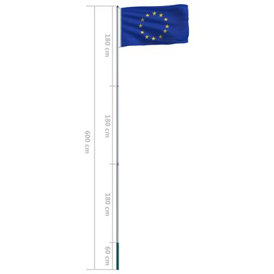 vidaXL Europe Flag and Pole Aluminium 6 m