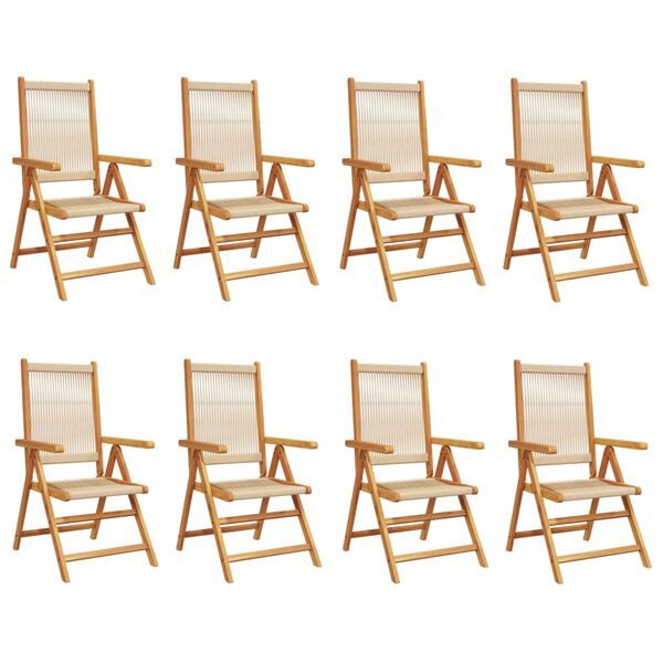 vidaXL Reclining Garden Chairs 8 pcs Beige Solid Wood Acacia
