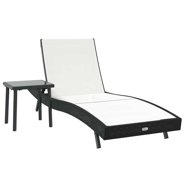 vidaXL Sun Lounger with Table 2 pcs Black, White 40 x 40 x 40.5 cm