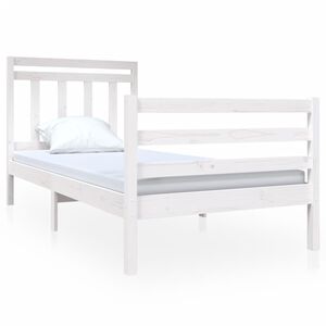 vidaXL Bed Frame without Mattress White Single Solid Wood