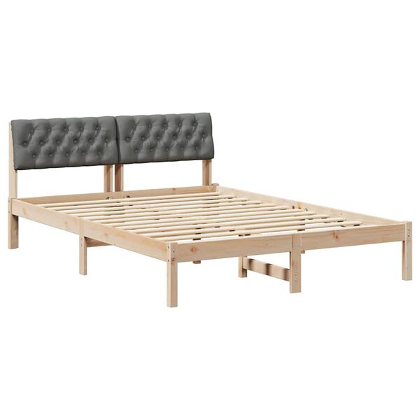 vidaXL Bed frame Brown and dark grey 150 x 200 cm Solid pine wood