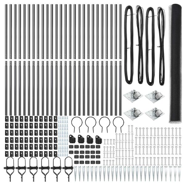 vidaXL Fence Post Grey 50 x 1.5 m (25 mm mesh) Steel and PVC