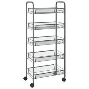 vidaXL 5-Tier Kitchen Trolley Grey 46x26x105 cm Iron