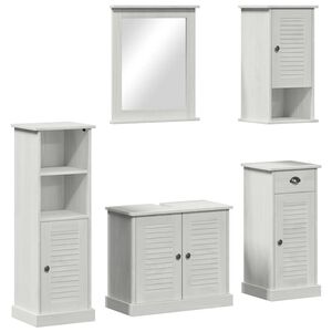 vidaXL Bathroom Furniture Set VIGO 5 pcs Antique White Solid Pine Wood