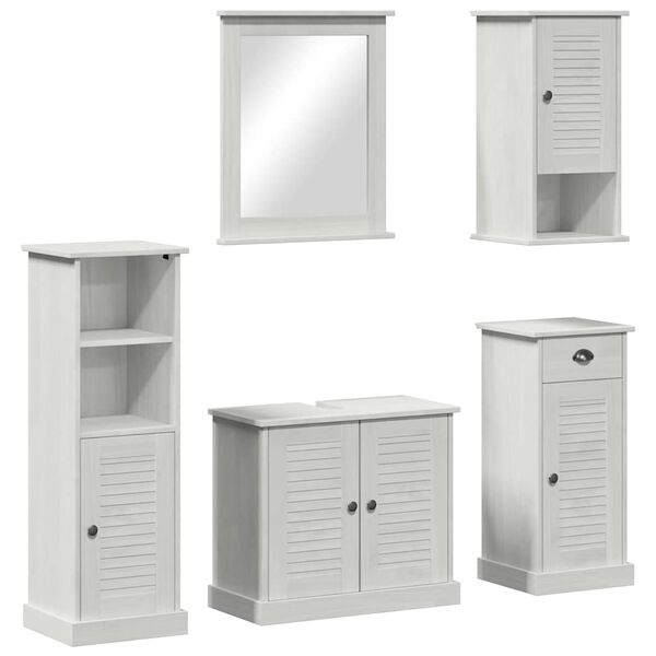 vidaXL Bathroom Furniture Set VIGO 5 pcs Antique White Solid Pine Wood