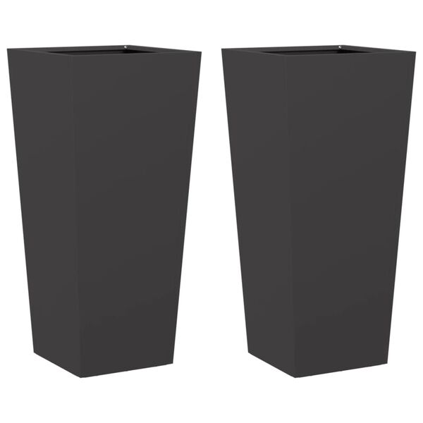 vidaXL Garden Planters Black 2 pcs 35x35x75 cm Steel