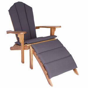 vidaXL Garden Adirondack Chair with Footrest Natural Solid Teak Wood