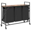 vidaXL Laundry Basket 3 Compartments with Wheels Smoked Oak