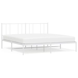 vidaXL Metal Bed Frame without Mattress with Headboard White 183x213cm