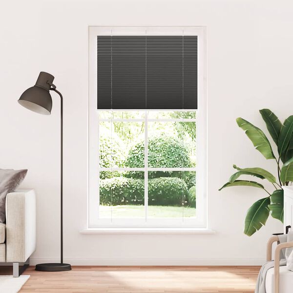 vidaXL Pleated Blind Black 105x200 cm Fabric Width 104.4 cm Polyester