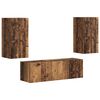 vidaXL TV Wall Cabinet Set 4 pcs Old Wood Engineered Wood