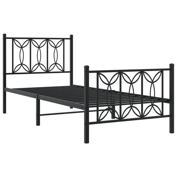 vidaXL Metal Bed Frame without Mattress with Footboard Black 90x190cm