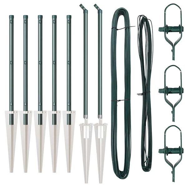 vidaXL Fence Post 7 pcs Green Steel