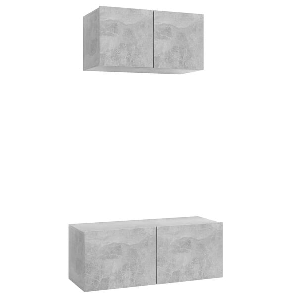 vidaXL 2 Piece TV Cabinet Set Concrete Grey Engineered Wood