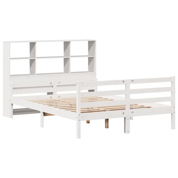 vidaXL Bookcase Bed without Mattress White 140x200 cm Solid Wood Pine