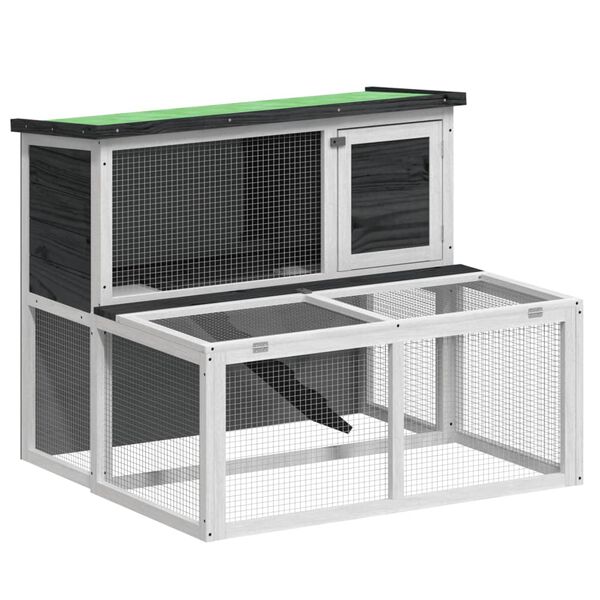 vidaXL Rabbit Hutch Grey 102x90x84.5 cm Solid Wood Pine