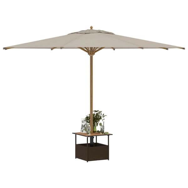 vidaXL Garden Table with Parasol Hole Brown 55x55x46.5 cm Poly Rattan